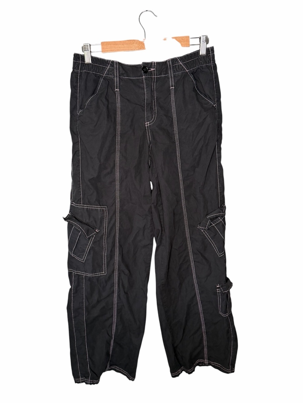 BDG Urban Outfitters Black Contrast Stitch Low Rise Baggy Cargo - Picture 2 of 11